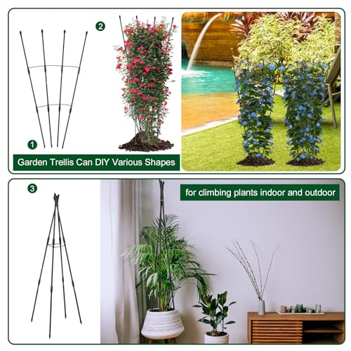 Garden Trellis for Climbing Plants Indoor and Outdoor,Obelisk Trellis DIY 2 Shapes Rustproof Plants Trellis for Potted Plant with Twist 2 Pack