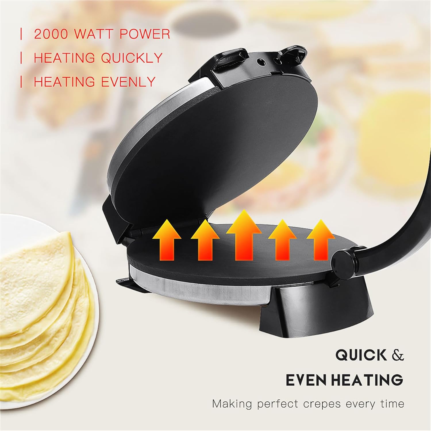 Electric Roti Maker Tortilla Press 10 Inch Multipurpose Electric Tortilla Maker Automatic Electric Chapati Press with Removable Handle Roti Tortilla Maker Tortilla Press Electric Non Stick