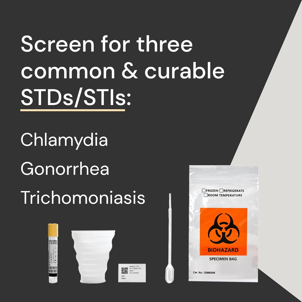 At-Home STD Test for Chlamydia, Gonorrhea, and Trichomoniasis - Tests for 3 Most Common STDs - STD Testing Kit - Free Follow Up Care & Fast Lab Results