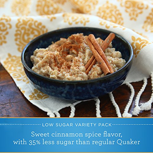 Quaker Instant Oatmeal Lower Sugar, Flavor Variety Pack, 10 Count Boxes, 11.5 Ounce, (Pack of 4)