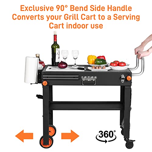 Outdoor Grill Table,Blackstone Griddle Stand,BBQ Prep Table With Wheels And Seasoning Tray,Universal Grill Cart Fit 17 Inch Or 22 Inch Griddle,Folds Flat Quickly Ninja Grill Stand