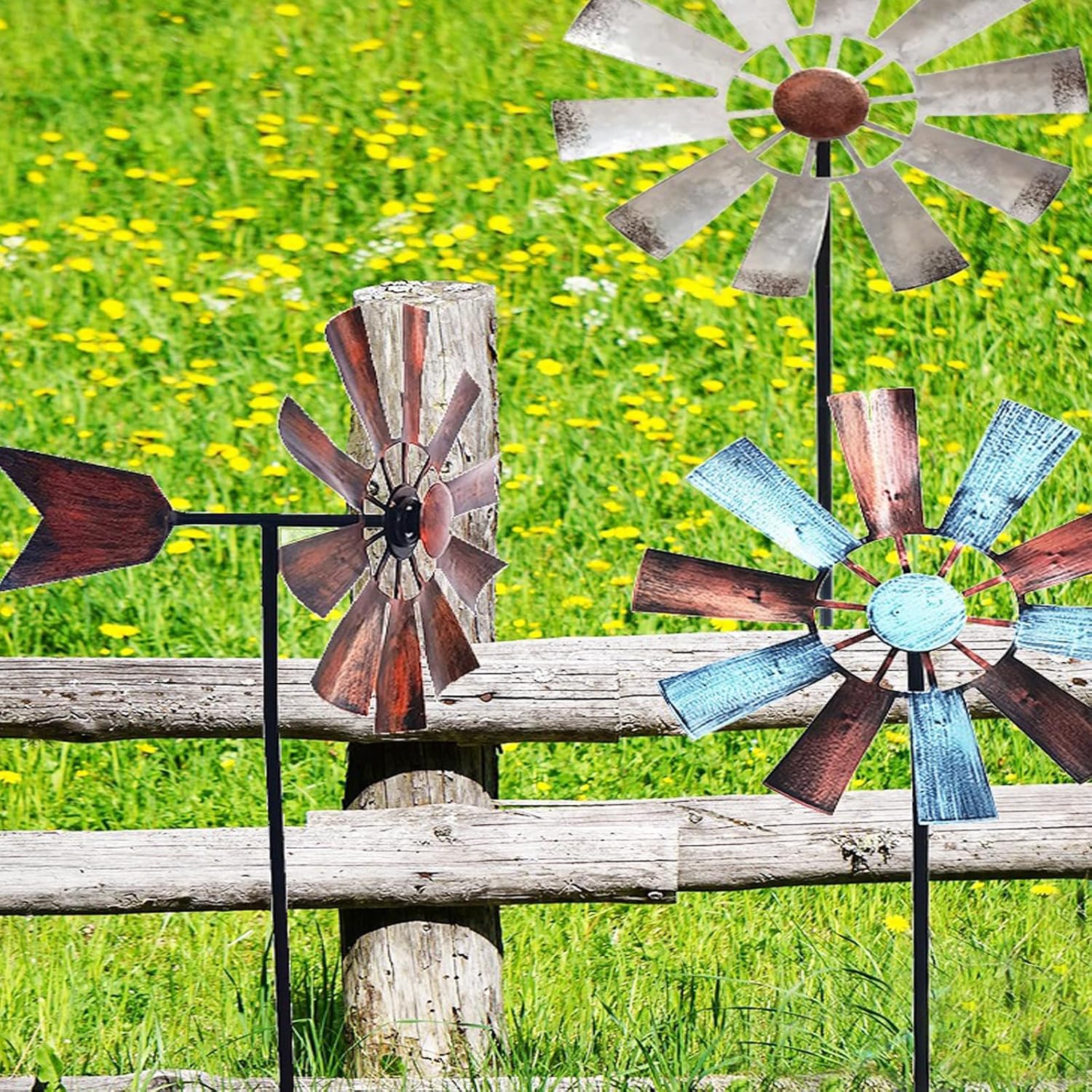 BinaryABC Outdoor Yard Windmill Metal Wind Spinner,Wind Sculptures Spinners Yard Decor Pinwheel,for Garden Yard Lawn Patio Decoration