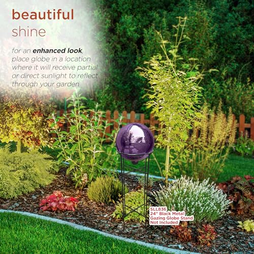 Alpine Corporation 10" Diameter Indoor/Outdoor Glass Gazing Globe Festive Yard Décor, Blue