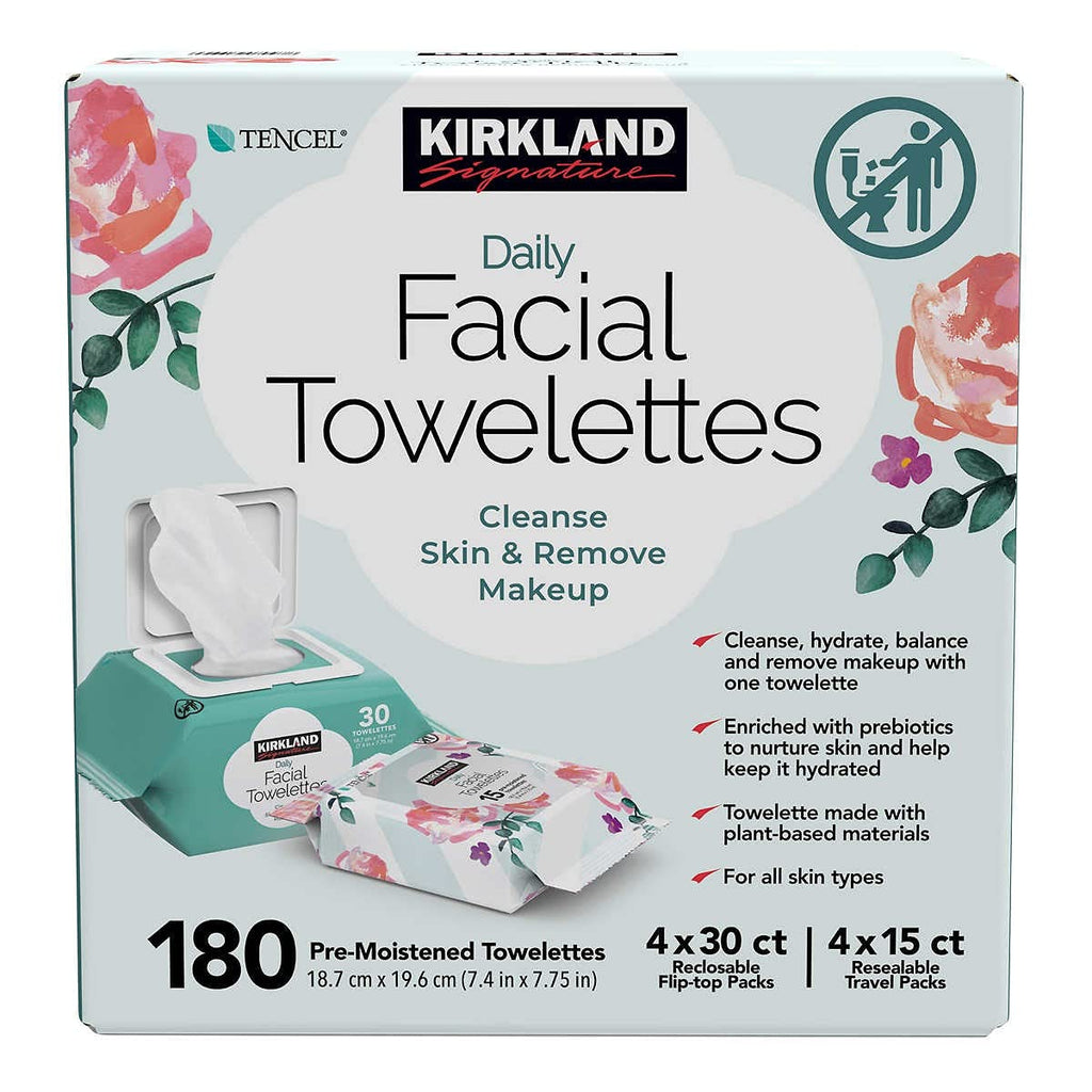 Kirkland Signature Daily Facial Towelettes, 180 Count