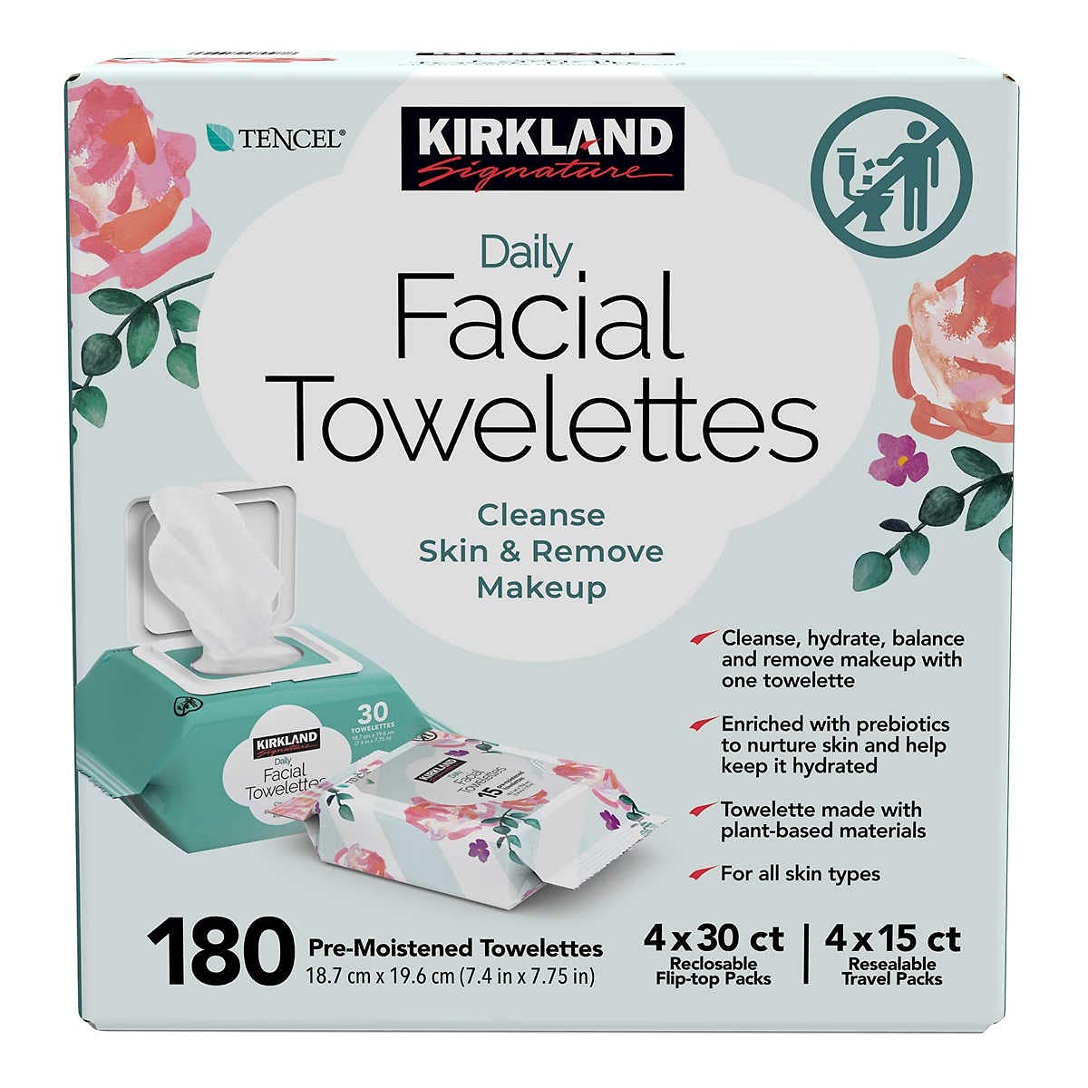 Kirkland Signature Daily Facial Towelettes, 180 Count