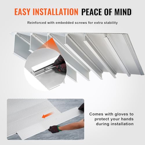 VEVOR Door Threshold Ramp, 6" Rise Door Ramp for Wheelchairs, Aluminum Threshold Ramp for Doorways Rated 800 lbs Load Capacity, Adjustable Threshold Ramp for Wheelchairs, Scooters, and Power Chairs