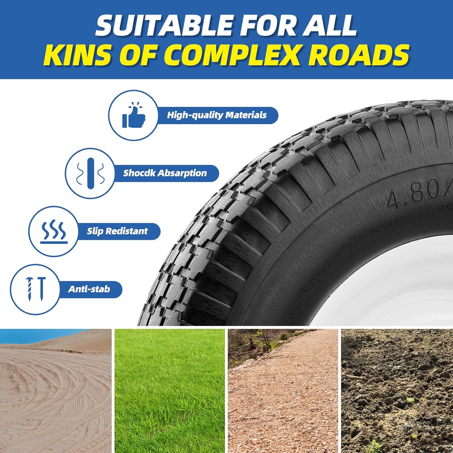 Universally Fit Flat Free Wheelbarrow Tire - NEVER HAVE A FLAT AGAIN