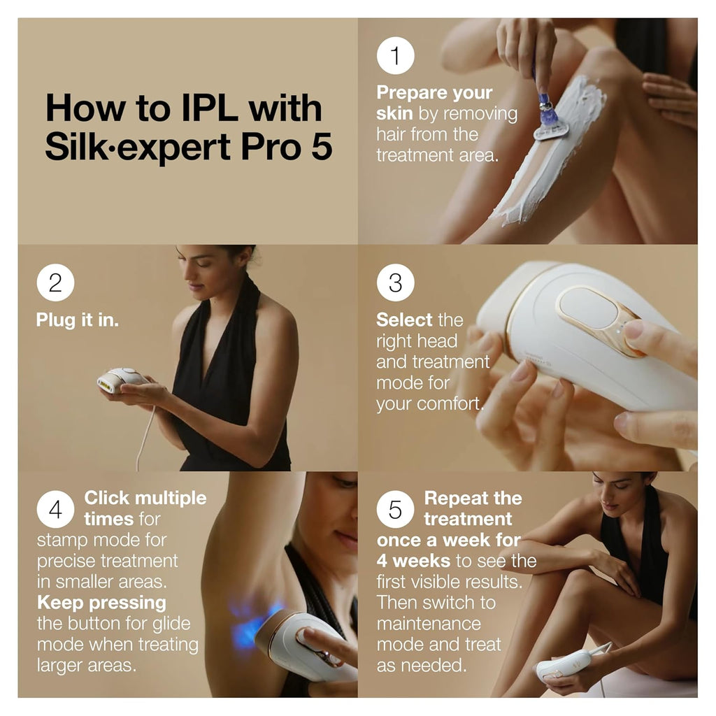 Braun IPL Long-lasting Laser Hair Removal Device for Women & Men, Silk Expert Pro5 PL5157, Safe & Virtually Painless Alternative to Salon Laser Hair Removal, Full Body, With Venus Razor & Luxury Case