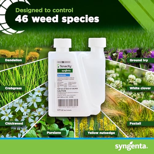 Syngenta Tenacity Herbicide - Pre-Emergent and Post-Emergent Weed Control, 8-oz. Liquid Weed Killer for Lawns and Turf Grasses, Active Ingredient Mesotrione Herbicide