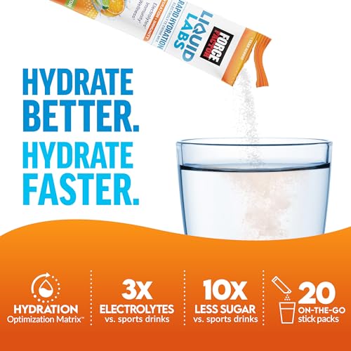 FORCE FACTOR Liquid Labs Electrolytes Powder, Hydration Packets to Make Electrolyte Water with 5 Essential Electrolytes, Vitamins, Minerals, and Antioxidants, Tropical Fruit Flavor, 20 Stick Packs