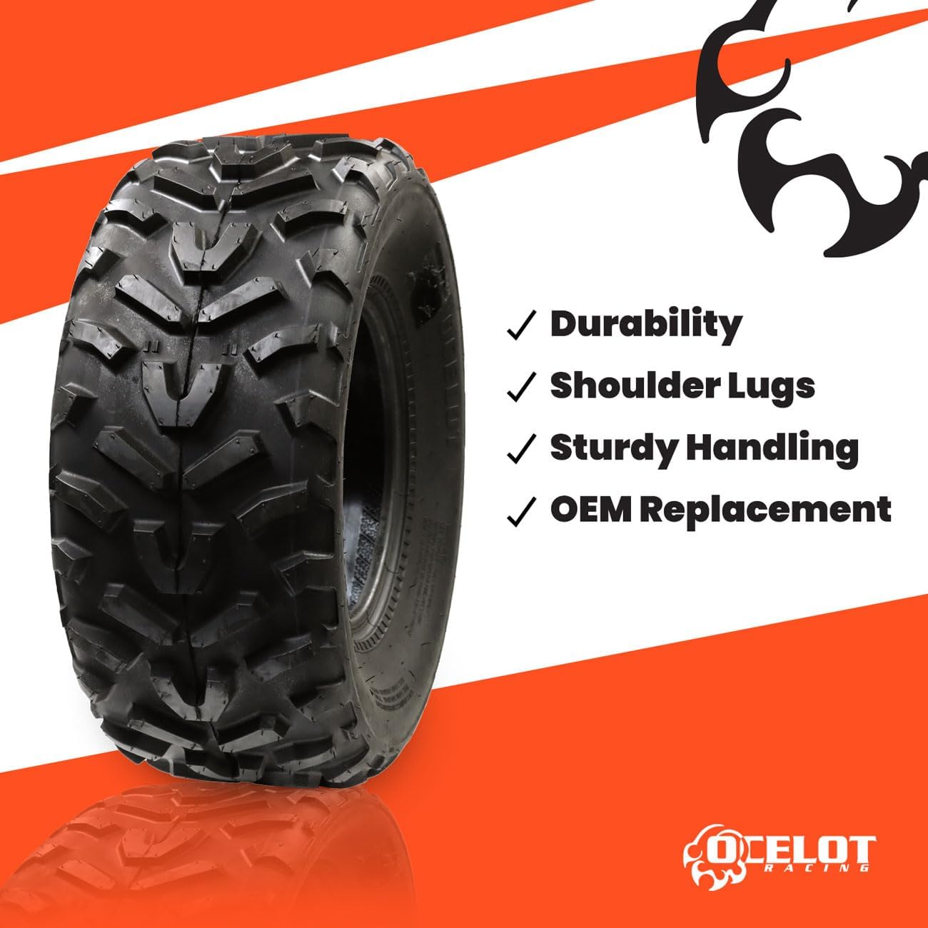 Ocelot P367 22x9-10 ATV UTV All-Terrain Tire with 6-ply Construction, OEM Style Tread, Wide Footprint for Mud and Soft Dirt, Designed for Durability and Extra Grip on Hardpack Solid Surfaces