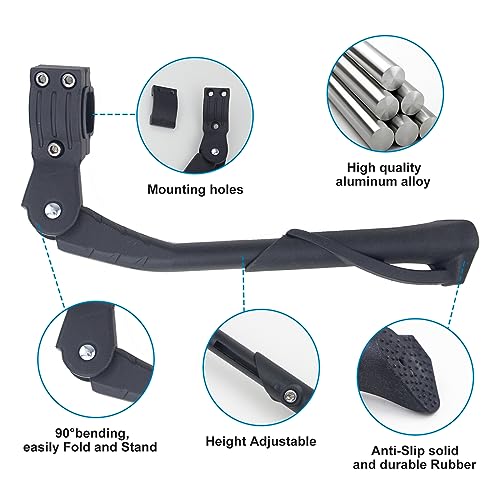 Bike Kickstand Adjustable for 26-29 Inch Aluminum Alloy Bicycle Kick Stands for Adult Bikes Black