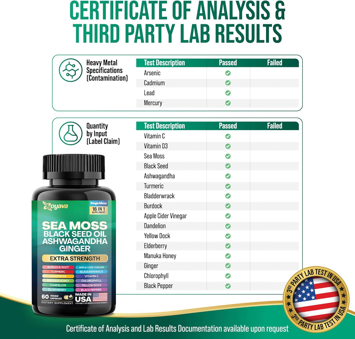 Zoyava Sea Moss 16-in-1 and Shilajit 8-in-1 Supplement Bundle