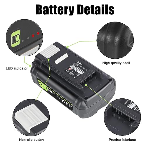 2 Packs 18V Battery Replacement for RYOBI 18V Battery PBP005 P197 P189 P108 P191 P190 P102 P103 P104 P105 P107 P122 Compatible for Ryobi 18V Tools, 6.0Ah