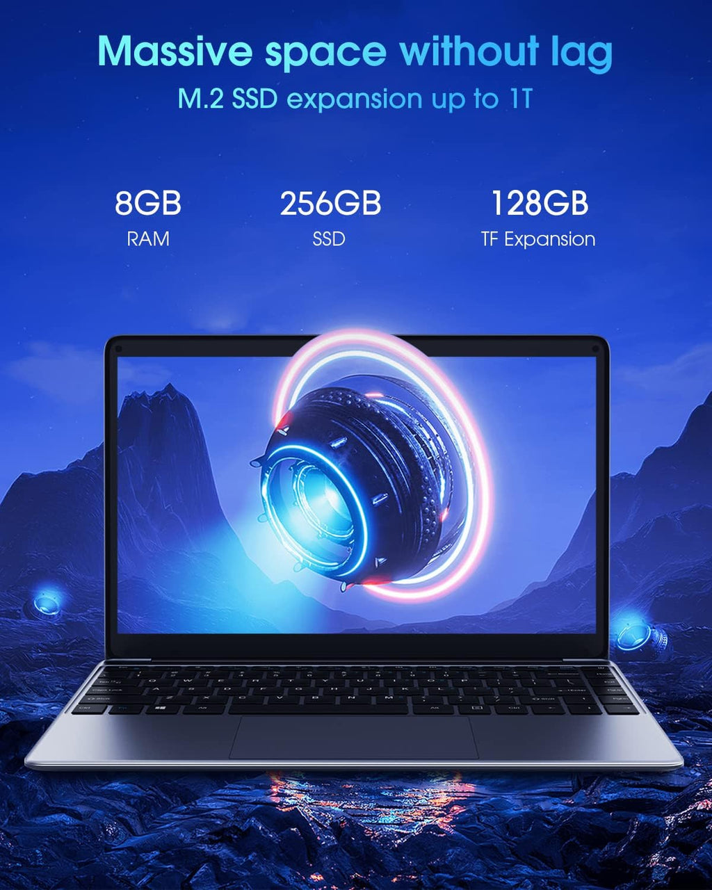 CHUWI HeroBook Pro 14.1'' Laptop with Travel Laptop Backpack, 256GB SSD 8GB RAM, Windows 11 Laptop, 1TB SSD Expand, Intel Celeron N4020(up to 2.8GHz), 2K FHD IPS Display