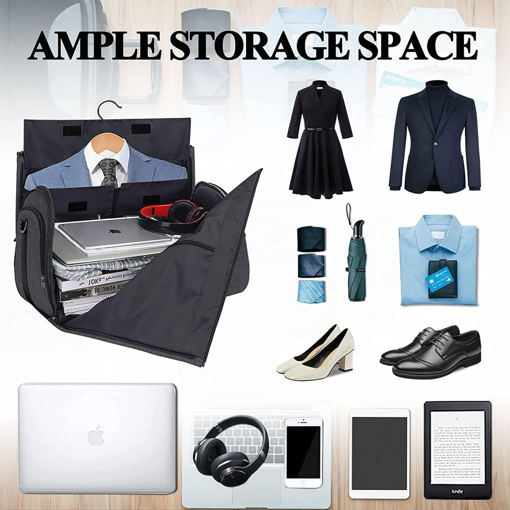 Carry On Garment Bag for Travel Suit Bag Men Women Dress, Convertible Garment Duffel Bag Hanging Clothes,Weekend Duffle Bags,Foldable Carry On Bag with Shoe Compartment Pockets Shoulder Strap