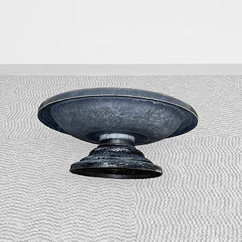 Tierra Garden Birds and Beyond Fiber Clay Bird Bath, Gloss Bird Bowl with Matte Low-Profile Base (Cool Grey)