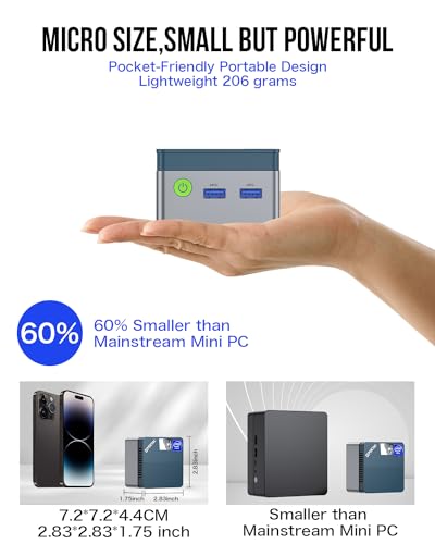 GMKtec Mini PC N97 Windows 11 Pro Micro Desktop Computer, 12th Gen Intel N97 (up to 3.60GHz) 12GB DDR5+512GB SSD for Business, School, Office, Nucbox G5 12+512