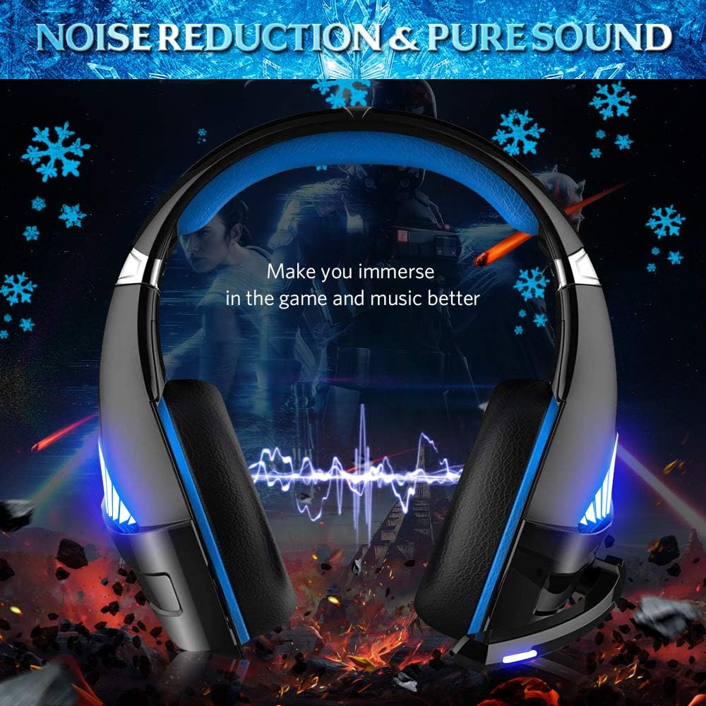 BENGOO GM-5 Stereo Gaming Headset for Xbox One, PS4, PC with Mouse, Noise Cancelling Over Ear Headphones with Mic, LED Light, Gaming Mouse Wired with 3200 DPI Adjustable and 6 Programmed Buttons