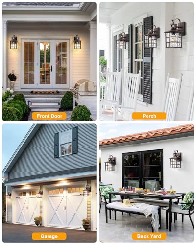 VIANIS 2 Pack Motion Sensor Outdoor Lights, Oil Rubbed Bronze Dusk to Dawn Wall Lights Lantern, 100% Aluminum Coach Exterior Lights Sconce for Patio, House, ORB Front Porch Light with Waterproof