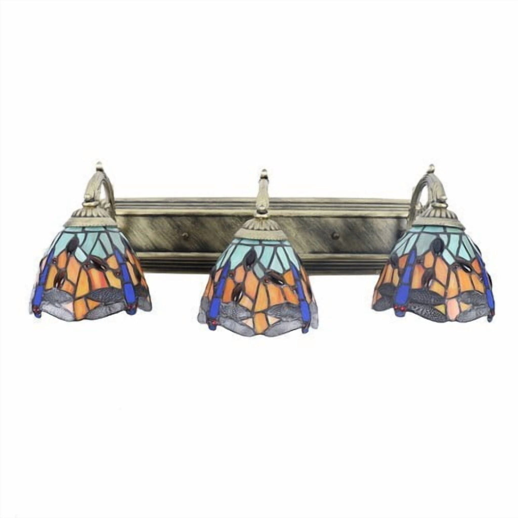 Wall Sconce Lamp Tiffany Vanity Light Fixtures Stained Glass Lampshade 3-Light 110-240V 60W 60*12cm for Kitchens, Hallways, Cafes