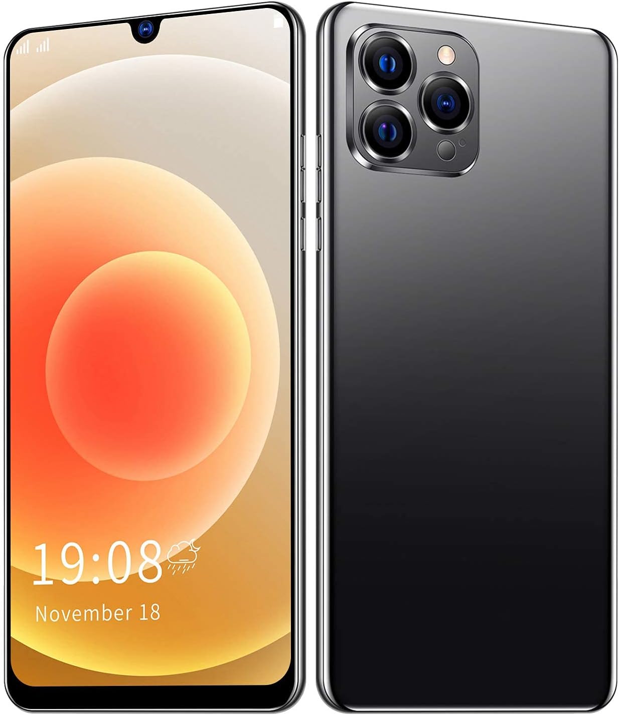 WESE Unlocked Smartphone,IP12 PRO+ Android Smartphone 6.26in Large Screen Unlocked Cellphone Face Recognition Unlocked Android Smartphone Dual Card Dual Standby(Black)