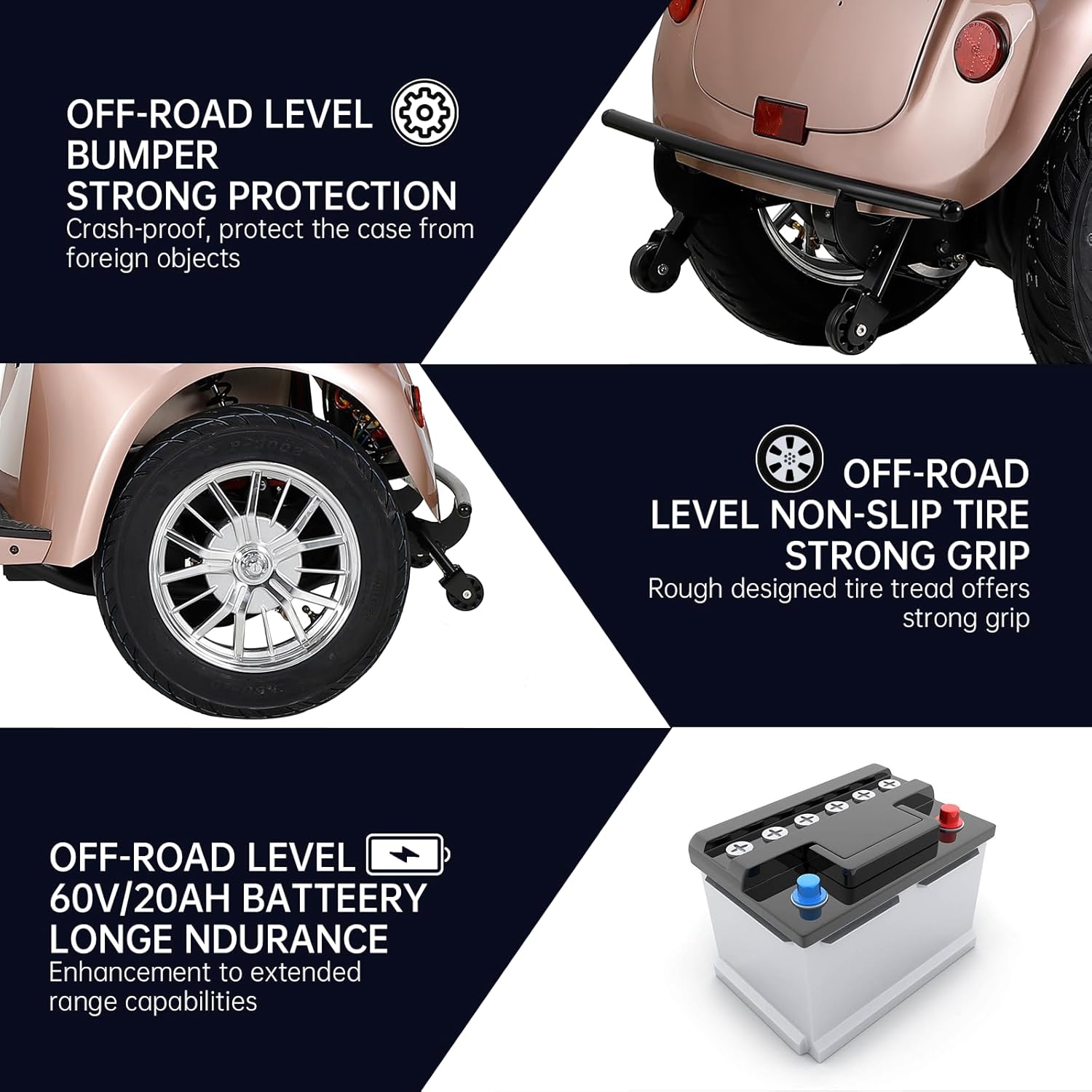 800W Heavy Duty 4 Wheel Mobility Scooters for Seniors & Adults 500lbs Capacity, Powered Mobility Scooters with 3-Speed Control & USB Charger Port, Under Seat Storage, Rose