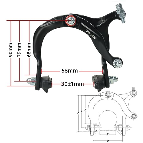 FOMTOR Bike Brake C Brake Caliper Set Bicycle Rear & Front Brakes Kit Aluminum Alloy Side Pull Brake for MTB Mountain Bike, Road Bicycle(1 Pair)