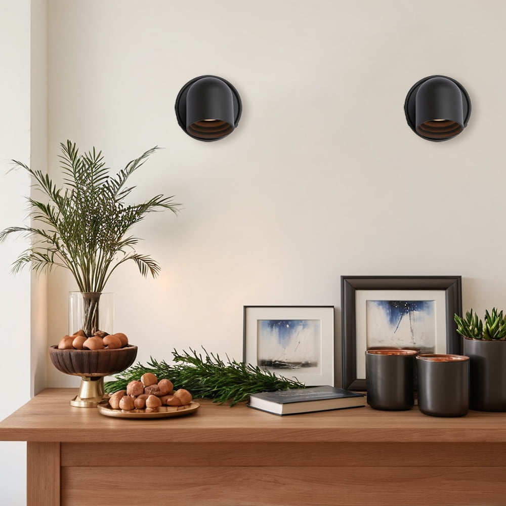 Industrial Small Dome Black LED Wall-Mounted Sconce, Unique Elegant Wall Light, Hand-polished Wall Lamp, Indoor Sconce for Bedroom, Living Room, Entryway, Hallway