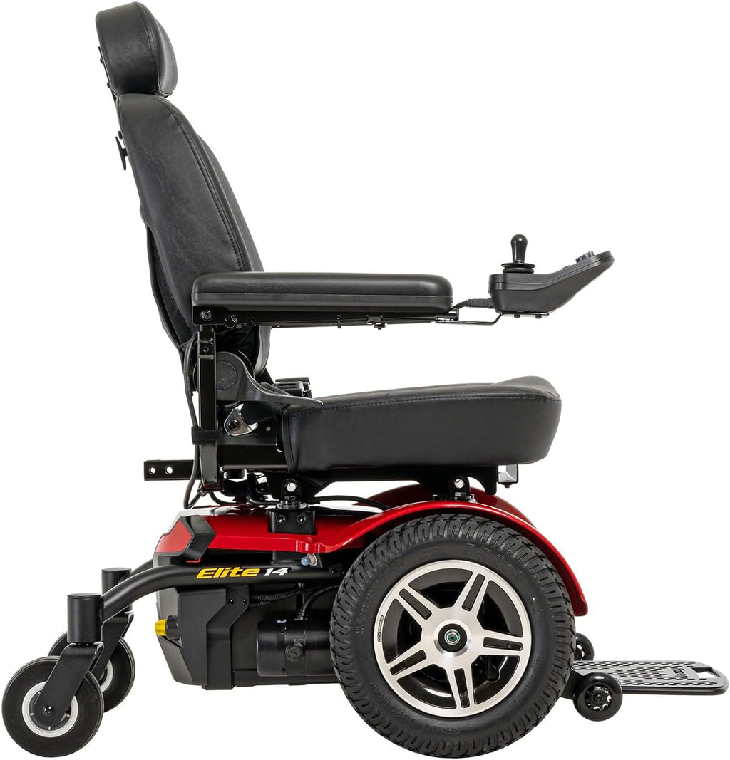Pride Mobility Jazzy Elite 14 Group 2 Power Chair, Red, Front Wheel Drive, Motorized Electric Wheelchair for Adults, 300 lbs. WC, Up to 4 MPH, 17 Miles Range Per Charge