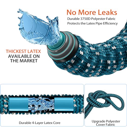 100 FT Expandable Garden Hose - 2024 Version, Lightweight, No-Kink Flexible Water Hose with 3/4" Solid Brass Fittings, Extra Strength Fabric - Flexible Expanding Hoses with 10 Pattern Spray Nozzle