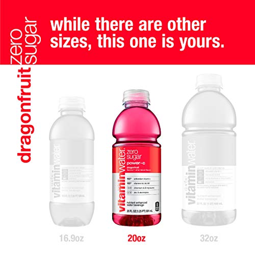 vitaminwater zero sugar power-c, electrolyte enhanced water w/vitamins, dragonfruit drinks, 20 fl oz (Pack of 12)