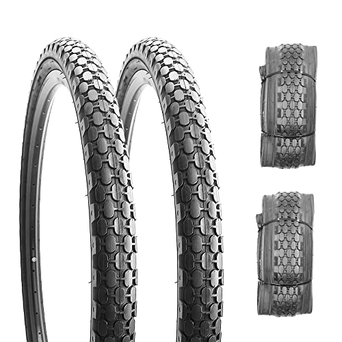 2 Pack 26" x 2.125" Inch Beach Cruiser Bike Tires with or Without Tire Levers Folding Bicycle Comfortable Replacement Tires Black Wall/White Side Wall with or Without Inner Tubes