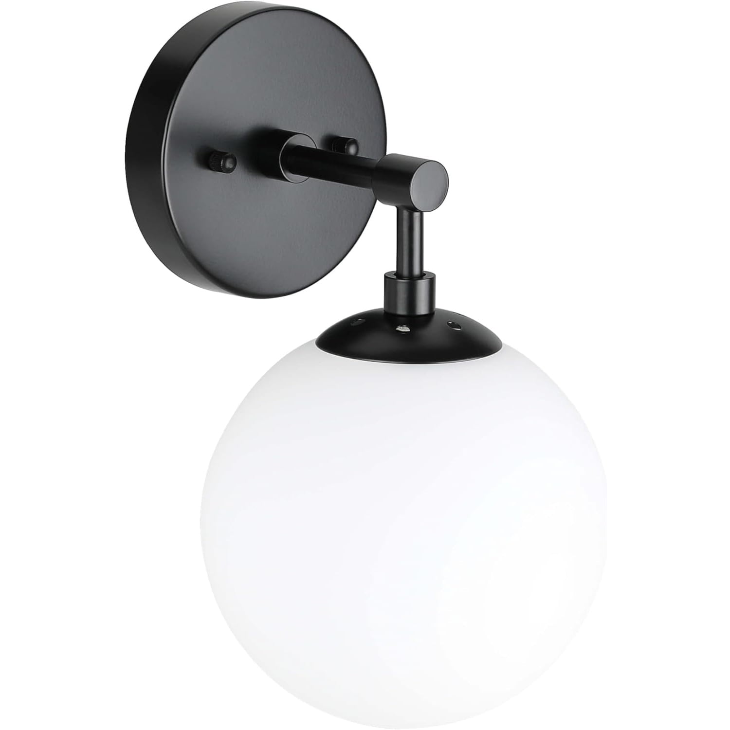 Lighting Wall Light 1 Light Vintage Wall Sconce with Globe Glass, Bathroom Vanity Light in Matte Black for Bathroom & Bedroom XB-W1211-MBK
