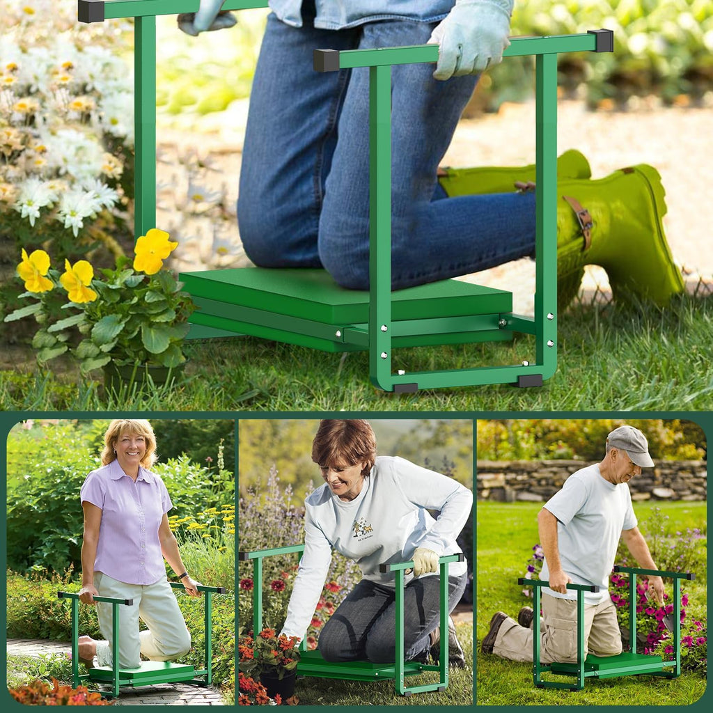 10.2" Wider Garden Kneeler and Seat, Stable and Save Anti-Tipping Garden Kneelers Seat with Handle, Heavy Duty Gardening Stool for Seniors, Gardening Weeding Bench Great for Gardeners Parents