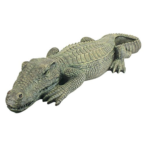 Design Toscano JE111535 Swamp Beast Lawn Alligator Crocodile Outdoor Garden Statue, Large, 37 Inches Long, Handcast Polyresin, Reptile Green Finish