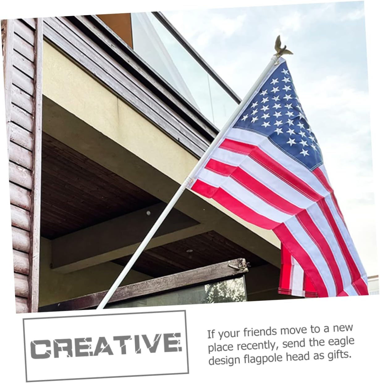 8 Pcs Eagle Flagpole Head Flag Pole Eagle Finial Topper Crafts Flag Topper Outdoor Accessories Metal Decor Metal Trim Top Hat Flag Pole Ornament The Gold Plastic Diagonal Insertion