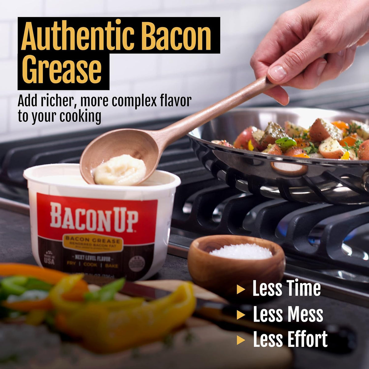 Bacon UpⓇ Bacon Grease for Cooking - 9lb Pail of Authentic Solid Bacon Fat for Cooking, Frying and Baking - Triple-Filtered for Purity, No Carbs, Gluten-Free and Shelf-Stable