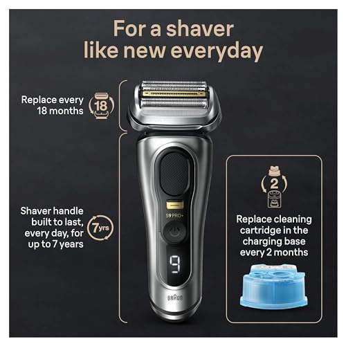 Braun Series 9 PRO+ Electric Razor for Men, 5 Pro Shave Elements & Precision Long Hair Trimmer, 6in1 SmartCare Center, Wet & Dry Electric Razor for Smooth Skin with 60min Battery Runtime, 9567cc