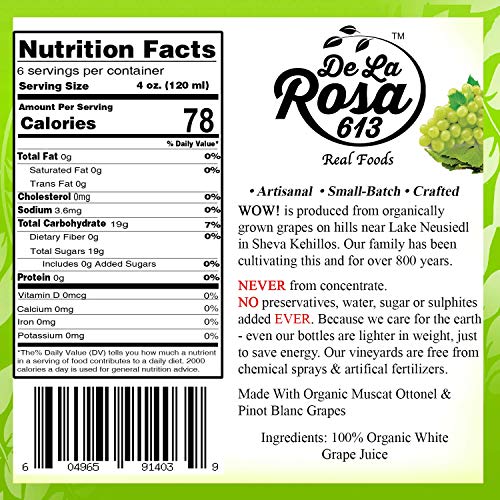 De La Rosa Austrian Red Grape Juice, Kosher, Non-GMO & Gluten Free, 100% Organic Red Grape Juice, No Sugar Added, No Preservative, Vegan Red Grape Juice, 25.4 Oz Glass Bottle (Pack of 2)