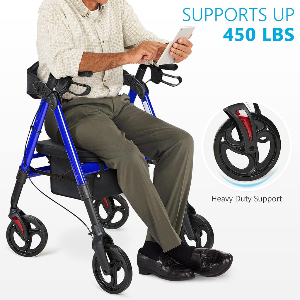 OasisSpace Heavy Duty Rollator Walker & Bathtub Chair with Arms for Seniors