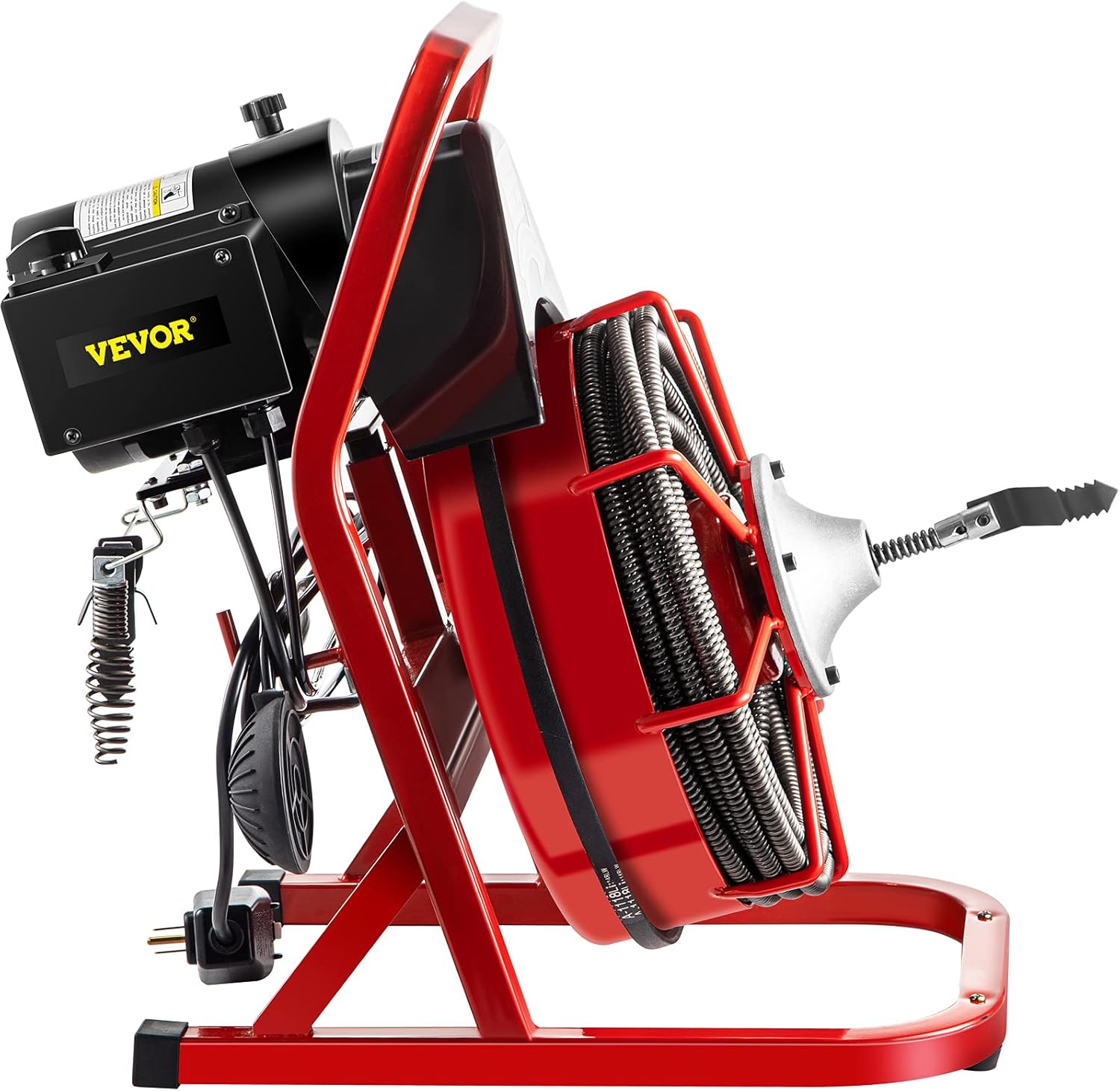 VEVOR Drain Cleaner Machine 75Ft x 1/2Inch, 370W Drain Cleaning Machine Fits 1 Inch (25mm) to 4 Inch(100mm) Pipes, Portable Electric Drain Auger Cleaner with 8 Cutters, Gloves