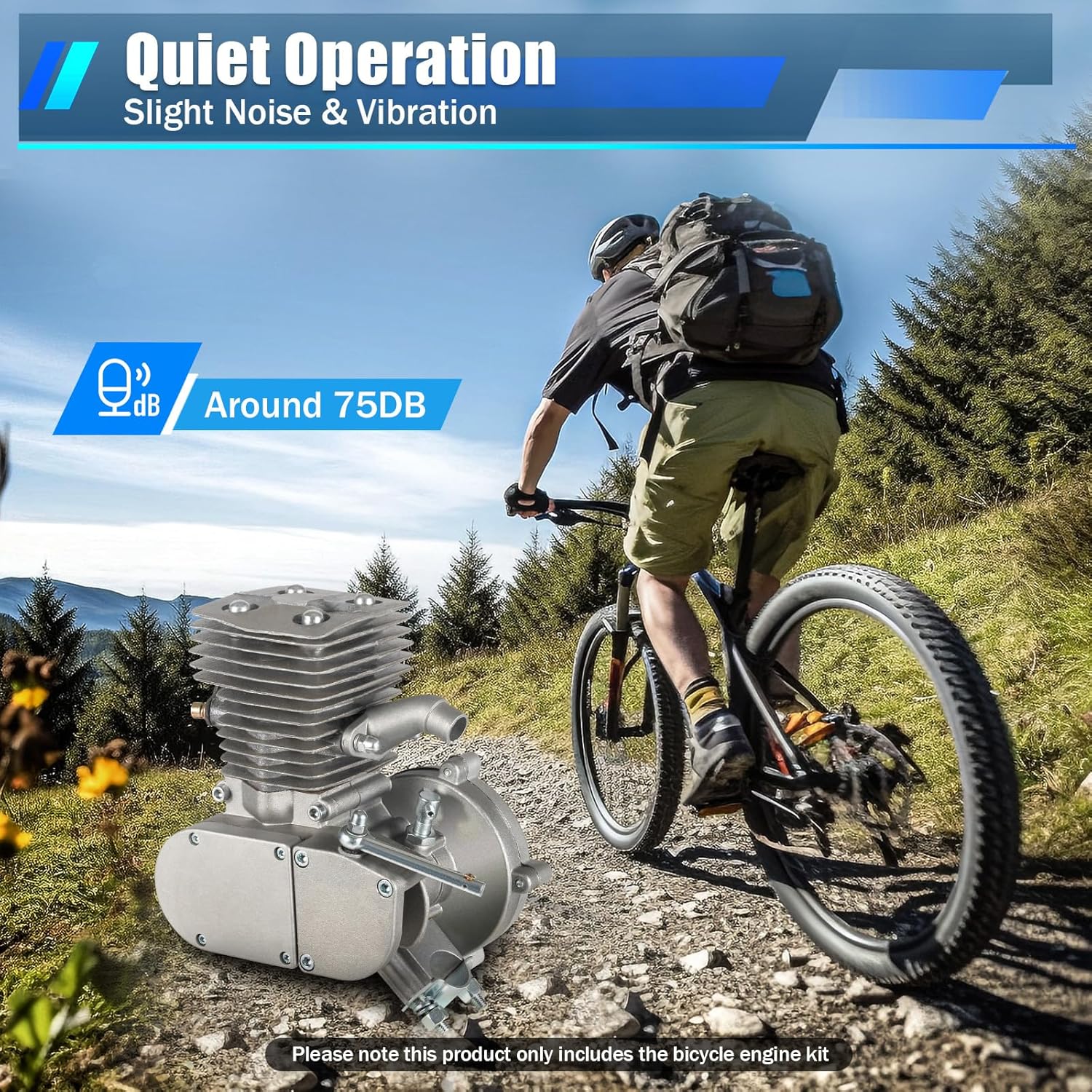 Bicycle Motor Kit,100cc 2 Stroke Motorized Bicycle Engine Kit, Motorized Bicycle Engine Kit with Air-Cooling, Bike Motor Kit Fit for 26"-28" Bikes
