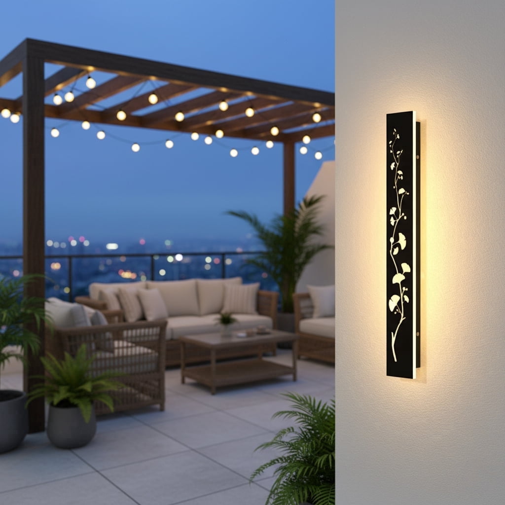 1 Pack 11.8inch-Black waterproof outdoor wall light, modern outdoor LED long wall light waterproof wall light, porch light, outdoor 3000K wall light, suitable for villas, courtyards, gardens, garages