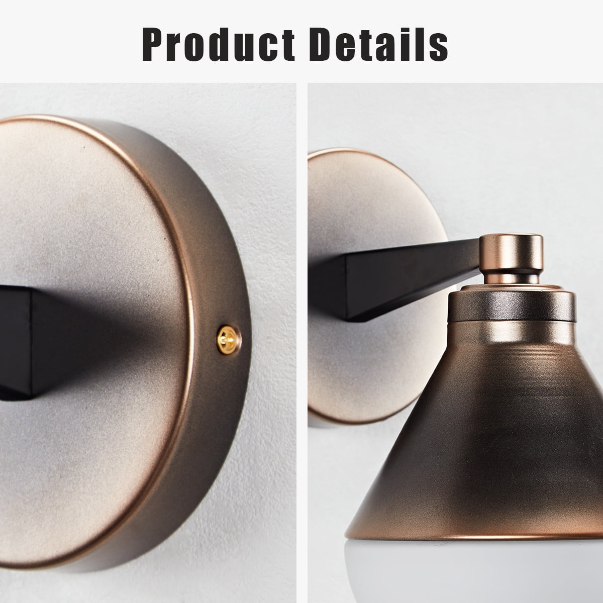 Modern Bronze Vanity Light, Wall-Mounted Sconce with Semi Globe Glass Shade, Hand-polished Wall light, Single indoor Sconce Beside Mirror, for Bathroom, Bedroom, Living Room, Entryway, Hallway