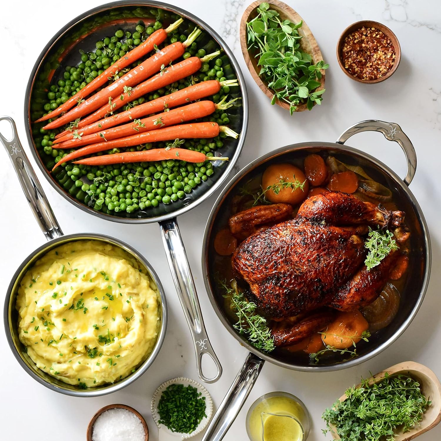 Hestan - NanoBond Collection - Titanium Stainless Steel 5-Piece Essential Cookware Set - Toxin, PFAS, & Chemical Free Clean Cookware, Induction Cooktop Compatible