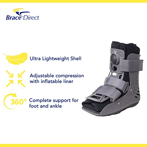 Ultra Light Short Full Shell Walking Boot- Air Cast for Foot & Ankle Injury, Sprained Ankle, Fracture, Broken Foot, Achilles Tendon Injury, Post Surgery- Orthopedic Walker L4360,