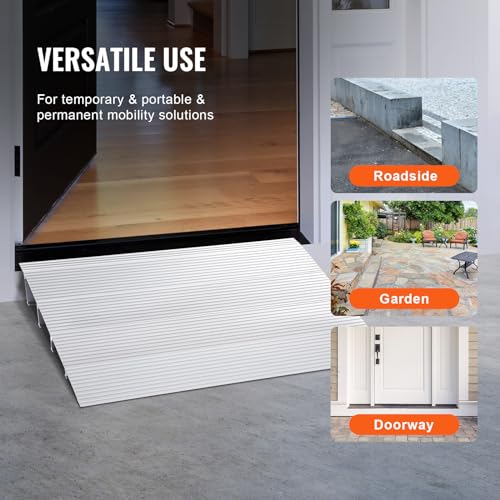 VEVOR Door Threshold Ramp, 6" Rise Door Ramp for Wheelchairs, Aluminum Threshold Ramp for Doorways Rated 800 lbs Load Capacity, Adjustable Threshold Ramp for Wheelchairs, Scooters, and Power Chairs