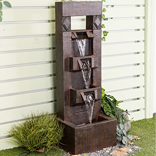 Tall Floor Outdoor Fountains and Waterfalls with Lights Indoor Water Fountain Outdoor Modern Cascading Floor-Standing Indoor Outdoor Fountain