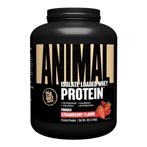 Animal Whey Isolate Protein Powder - Loaded for Pre & Post Workout Muscle Builder and Recovery with Digestive Enzymes for Men & Women - 25g Protein, Great Taste, Low Sugar - Cookies & Cream 4 lbs